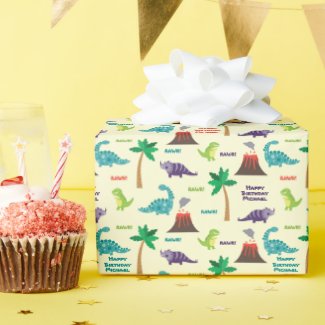 Cute Dinosaurs Kid's Custom Name Birthday