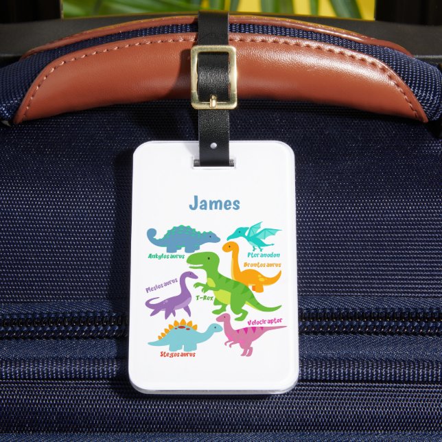 Cute Dinosaurs Kids Personalized  Luggage Tag (Front Insitu 2)