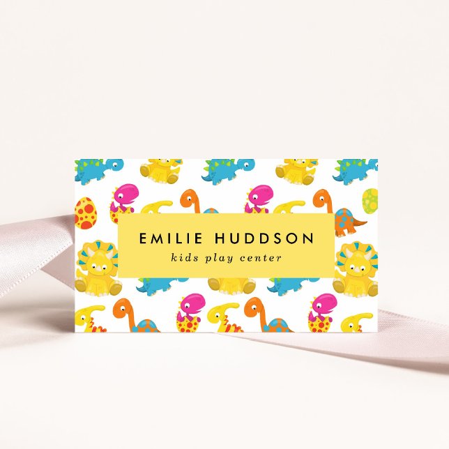 Cute Dinosaurs, Kids Play Center, Activity Center Business Card (Creator Uploaded)