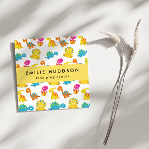 Cute Dinosaurs, Kids Play Center, Activity Center Square Business Card