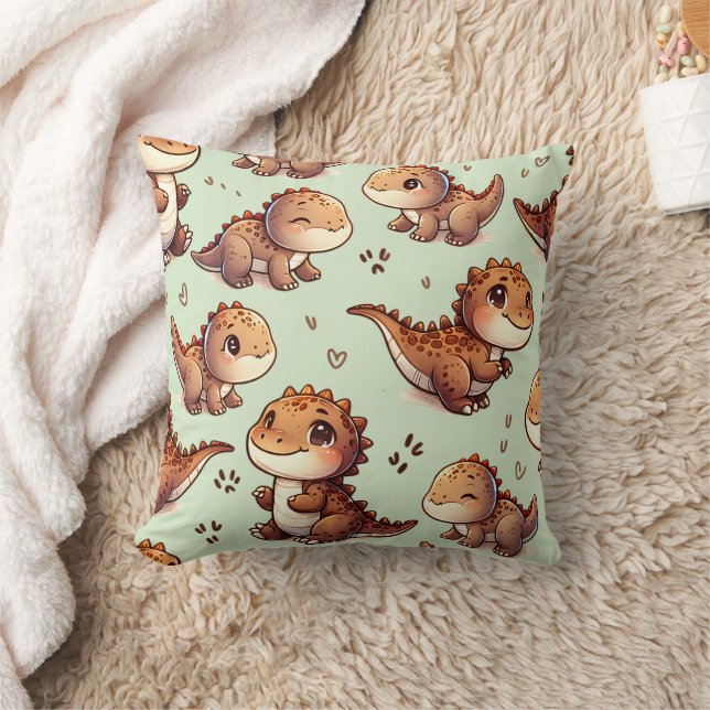 Cute Dinosaurs Nursery Throw Pillow (Blanket)