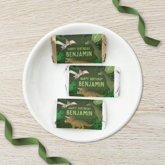 Cute Dinosaurs On Green Custom Name Happy Birthday Hershey's Miniatures