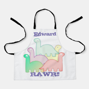 Cute Dinosaurs Pastel Colorful Apron