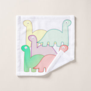 Cute Dinosaurs Pastel Colorful Bath Towel Set