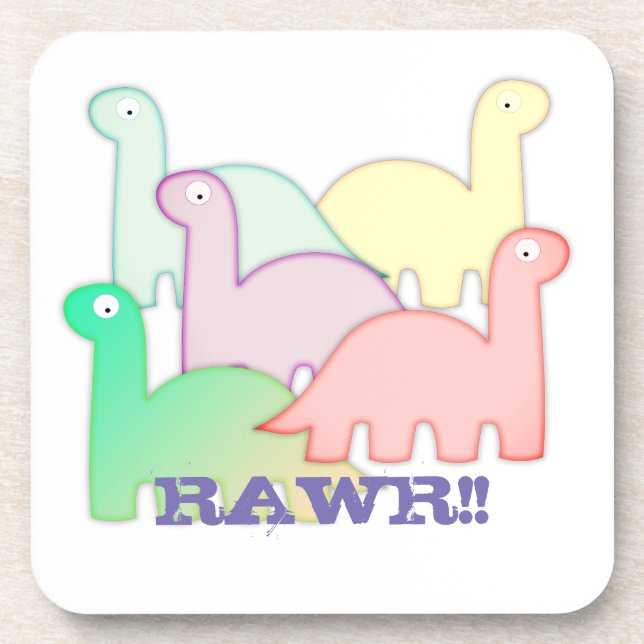 Cute Dinosaurs Pastel Colorful Beverage Coaster (Front)
