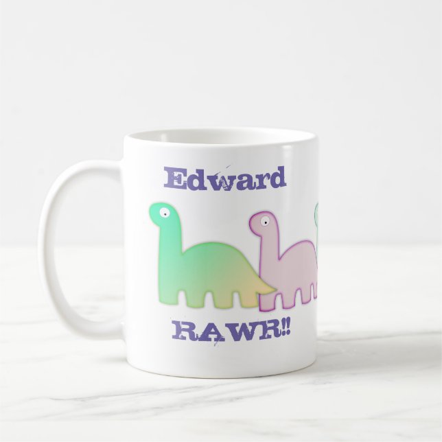 Cute Dinosaurs Pastel Colorful Coffee Mug (Left)