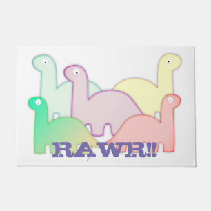 Cute Dinosaurs Pastel Colorful Doormat