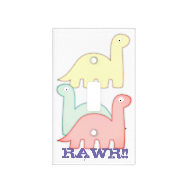 Cute Dinosaurs Pastel Colorful Light Switch Cover (Front)