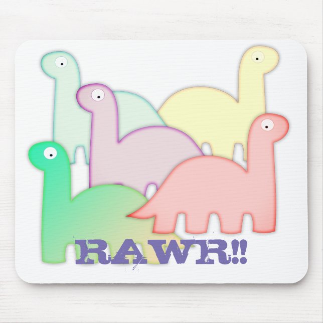 Cute Dinosaurs Pastel Colorful Mouse Pad (Front)