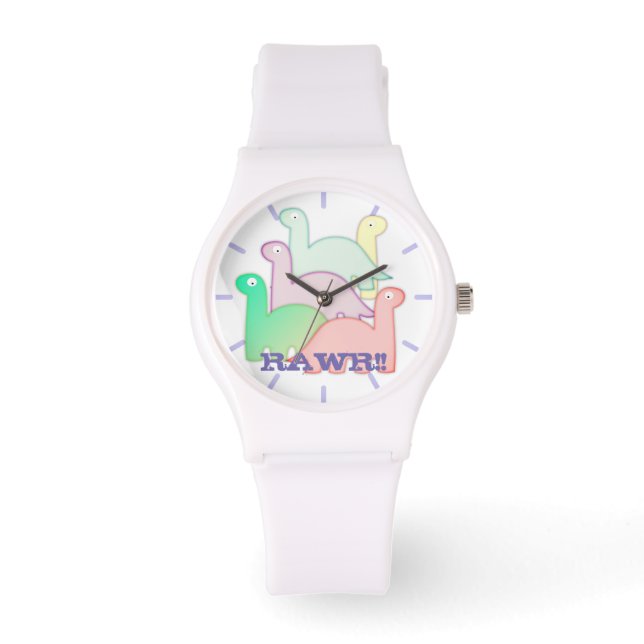 Cute Dinosaurs Pastel Colorful Watch (Front)