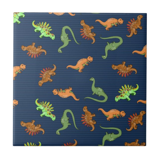 Cute Dinosaurs Pattern Ceramic Tile (Front)
