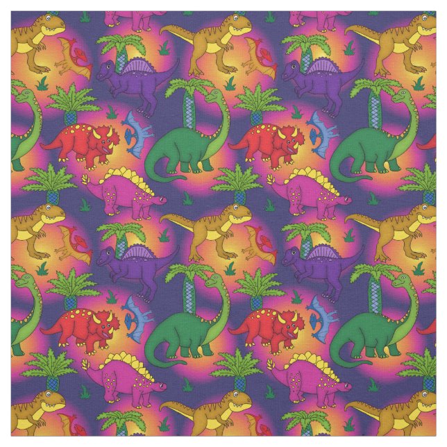 Cute Dinosaurs Pattern Colorful Dinosaur Fabric (Swatch)
