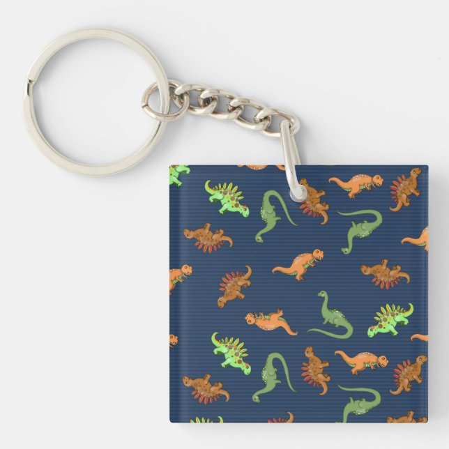 Cute Dinosaurs Pattern Keychain (Front)