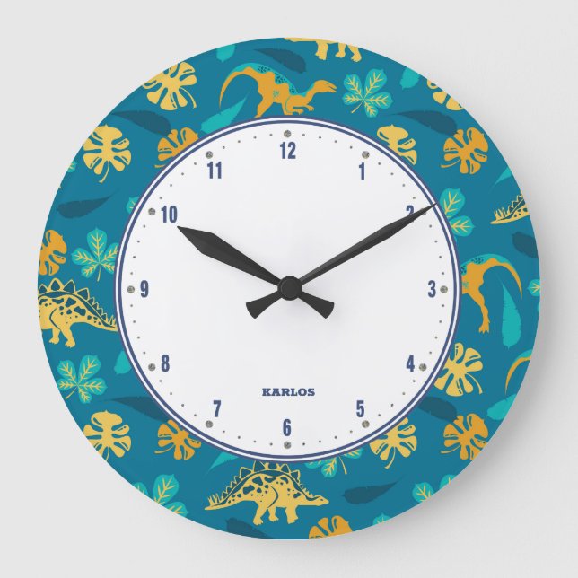 Cute dinosaurs pattern large clock (Front)