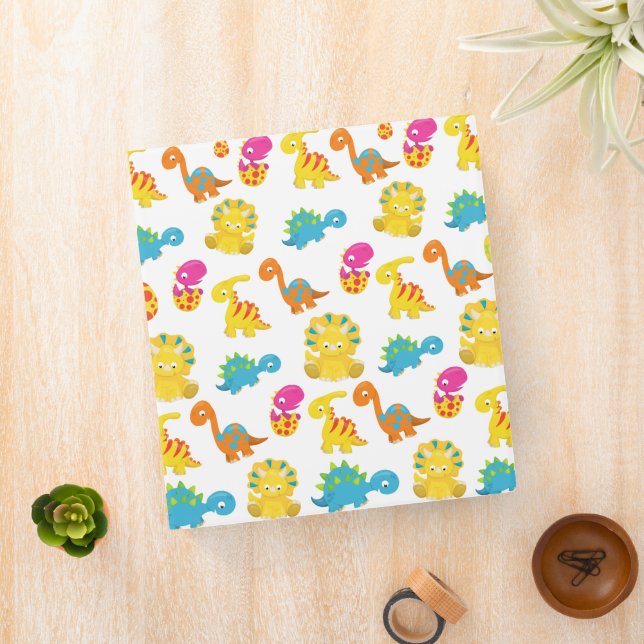 Cute Dinosaurs, Pattern Of Dinosaurs, Baby Dino 3 Ring Binder (In Situ)