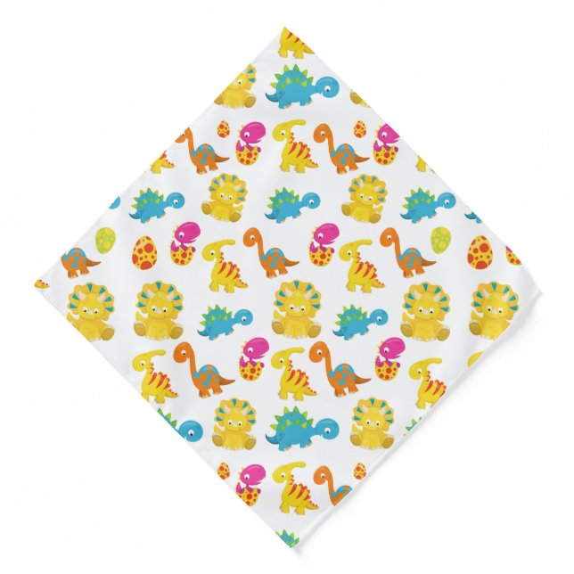 Cute Dinosaurs, Pattern Of Dinosaurs, Baby Dino Bandana (Front)