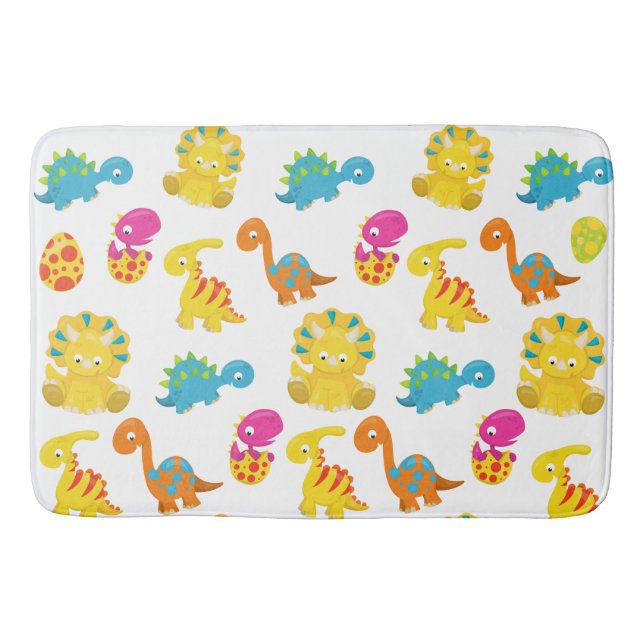 Cute Dinosaurs, Pattern Of Dinosaurs, Baby Dino Bath Mat (Front)