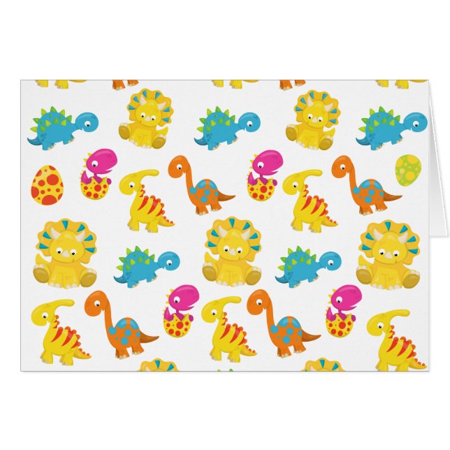 Cute Dinosaurs, Pattern Of Dinosaurs, Baby Dino Cards (Front Horizontal)