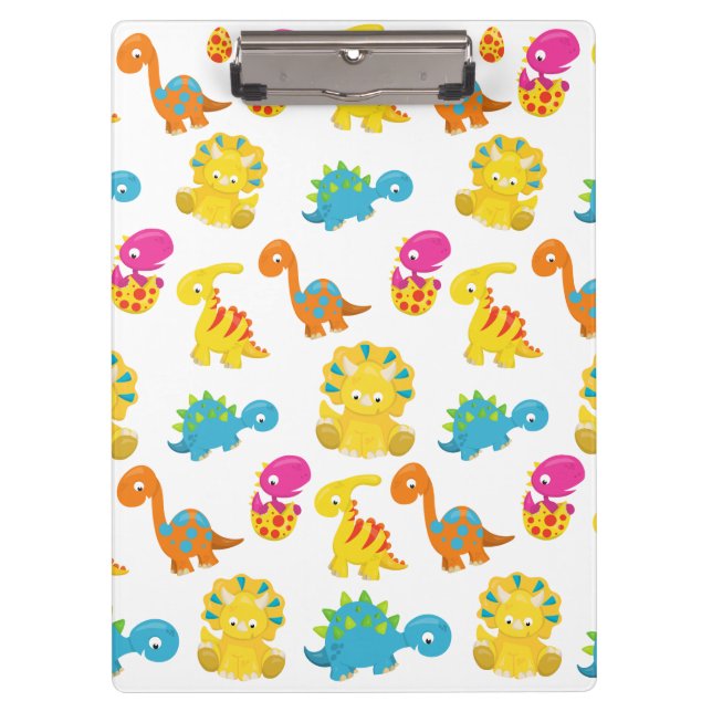 Cute Dinosaurs, Pattern Of Dinosaurs, Baby Dino Clipboard (Front)