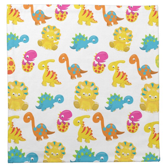 Cute Dinosaurs, Pattern Of Dinosaurs, Baby Dino Cloth Napkin (Front)