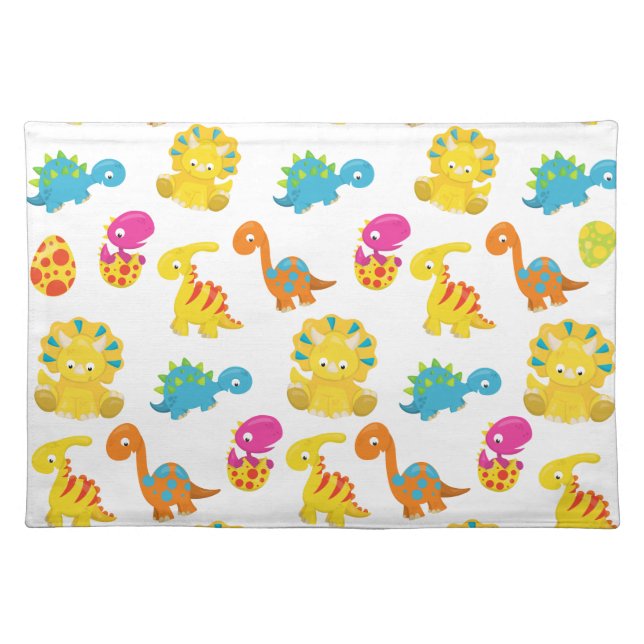 Cute Dinosaurs, Pattern Of Dinosaurs, Baby Dino Cloth Placemat (Front)