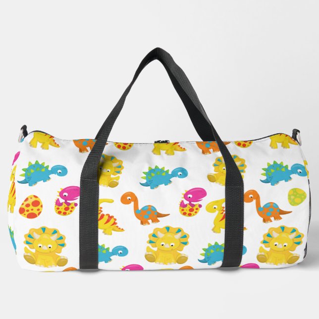 Cute Dinosaurs, Pattern Of Dinosaurs, Baby Dino Duffle Bag (Front)
