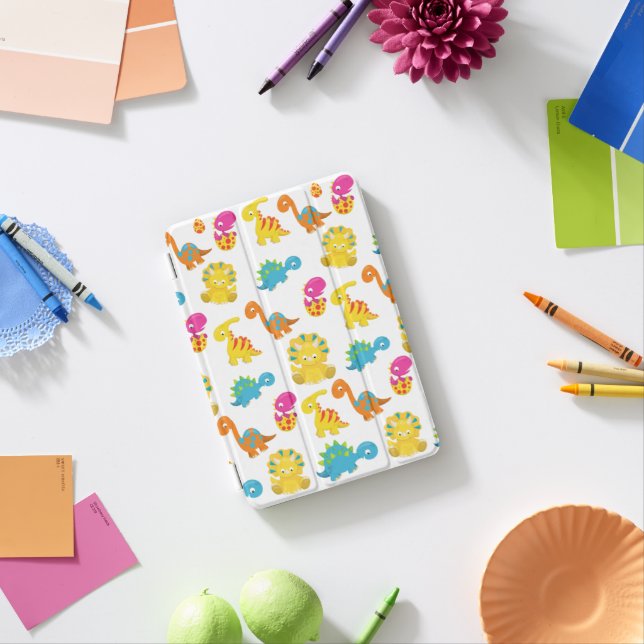 Cute Dinosaurs, Pattern Of Dinosaurs, Baby Dino iPad Mini Cover (In Situ)