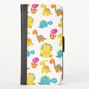 Cute Dinosaurs, Pattern Of Dinosaurs, Baby Dino iPhone X Wallet Case