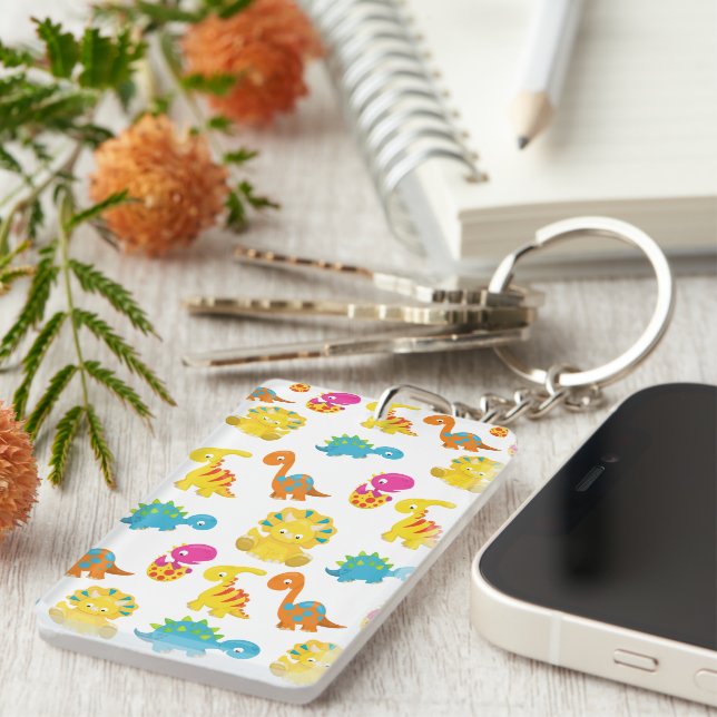 Cute Dinosaurs, Pattern Of Dinosaurs, Baby Dino Keychain (Front Right)