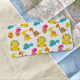 Cute Dinosaurs, Pattern Of Dinosaurs, Baby Dino License Plate