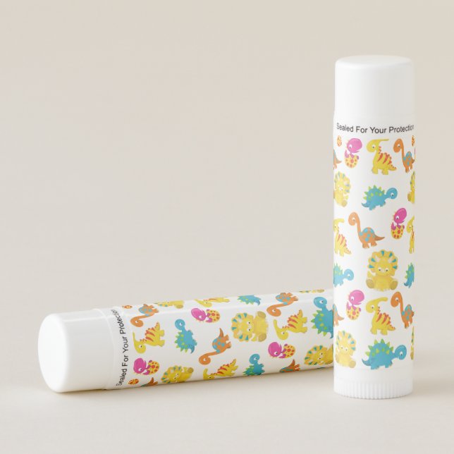 Cute Dinosaurs, Pattern Of Dinosaurs, Baby Dino Lip Balm (Front)