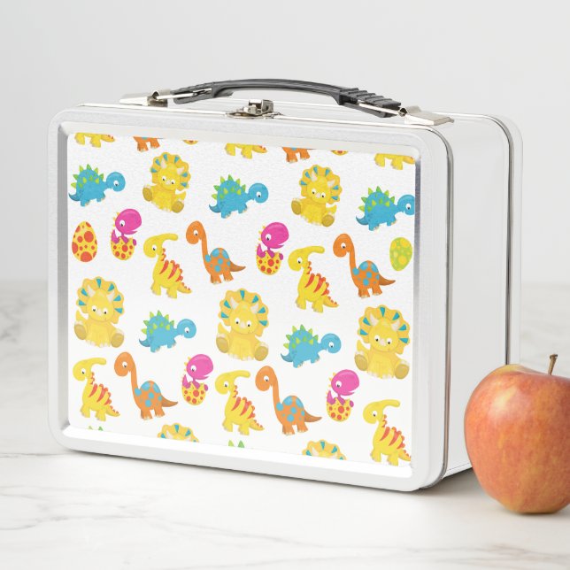 Cute Dinosaurs, Pattern Of Dinosaurs, Baby Dino Metal Lunch Box (In Situ)