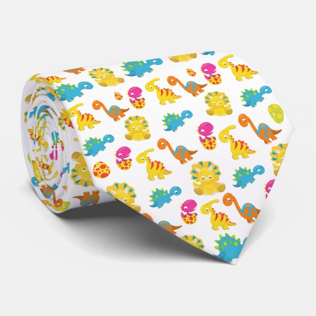 Cute Dinosaurs, Pattern Of Dinosaurs, Baby Dino Neck Tie (Rolled)