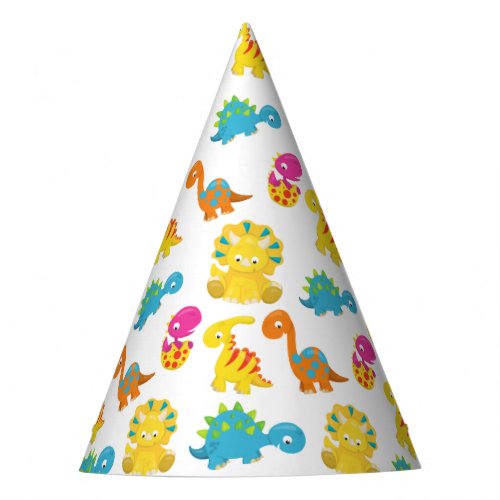 Cute Dinosaurs Pattern Of Dinosaurs Baby Dino Party Hat