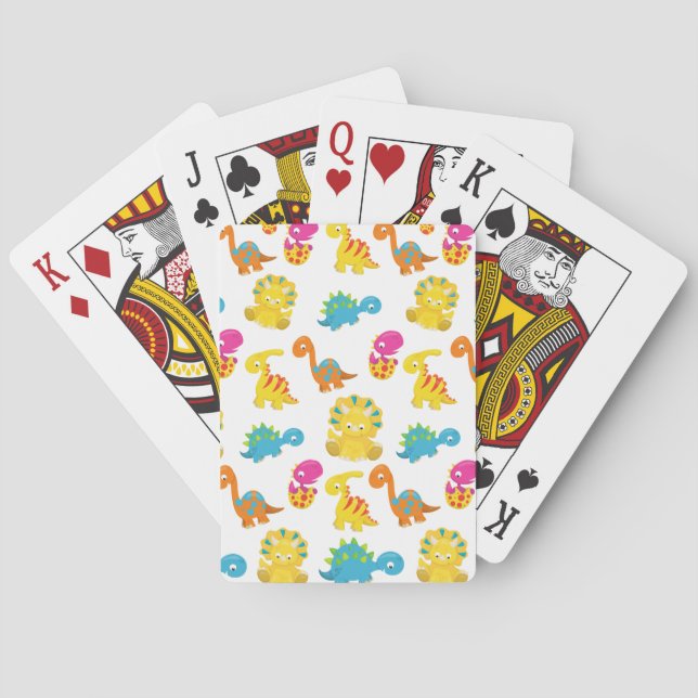 Cute Dinosaurs, Pattern Of Dinosaurs, Baby Dino Poker Cards (Back)