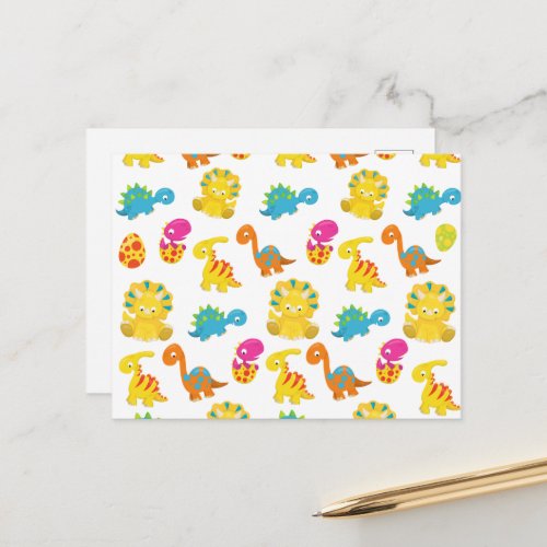 Cute Dinosaurs Pattern Of Dinosaurs Baby Dino Postcard