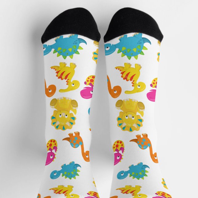 Cute Dinosaurs, Pattern Of Dinosaurs, Baby Dino Socks (Top)