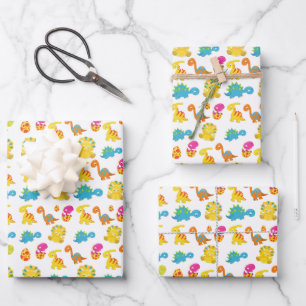 Cute Dinosaurs, Pattern Of Dinosaurs, Baby Dino Wrapping Paper Sheets