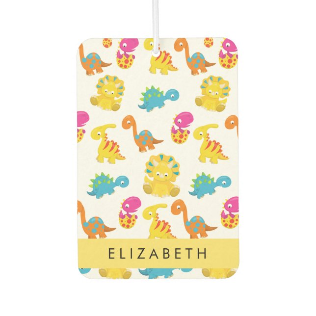 Cute Dinosaurs, Pattern Of Dinosaurs, Your Name Air Freshener (Front)