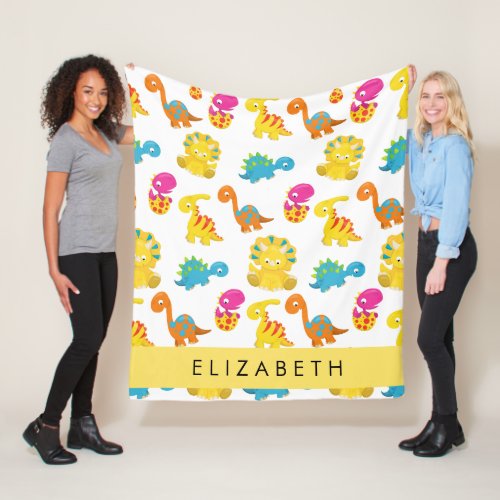 Cute Dinosaurs Pattern Of Dinosaurs Your Name Fleece Blanket