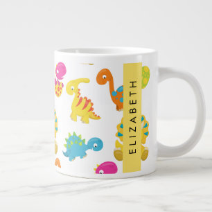 Cute Dinosaurs, Pattern Of Dinosaurs, Your Name Giant Coffee Mug