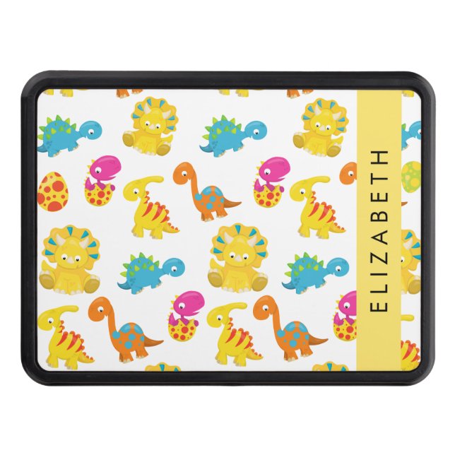 Cute Dinosaurs, Pattern Of Dinosaurs, Your Name Hitch Cover (Front)