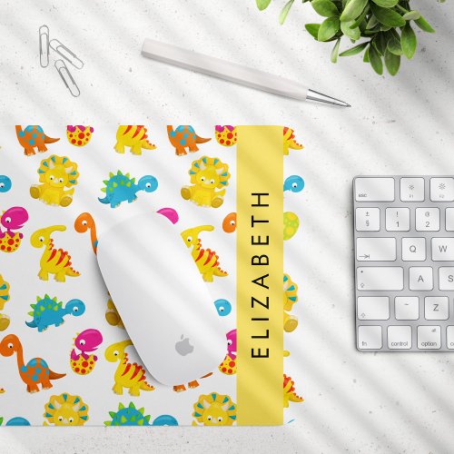 Cute Dinosaurs Pattern Of Dinosaurs Your Name Mouse Pad