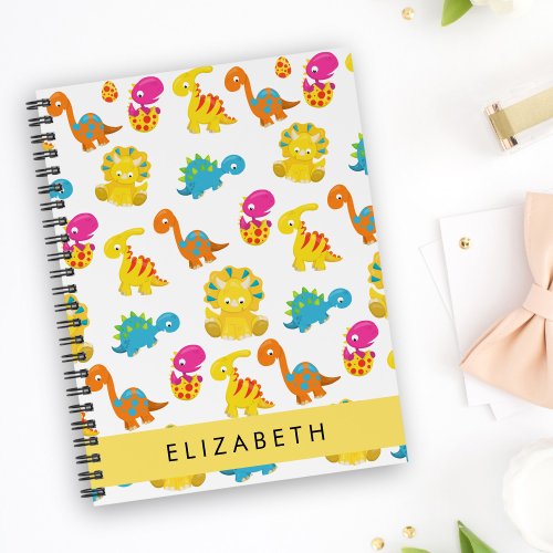 Cute Dinosaurs Pattern Of Dinosaurs Your Name Notebook