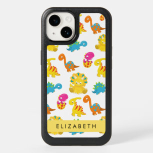 Cute Dinosaurs, Pattern Of Dinosaurs, Your Name OtterBox iPhone 14 Case