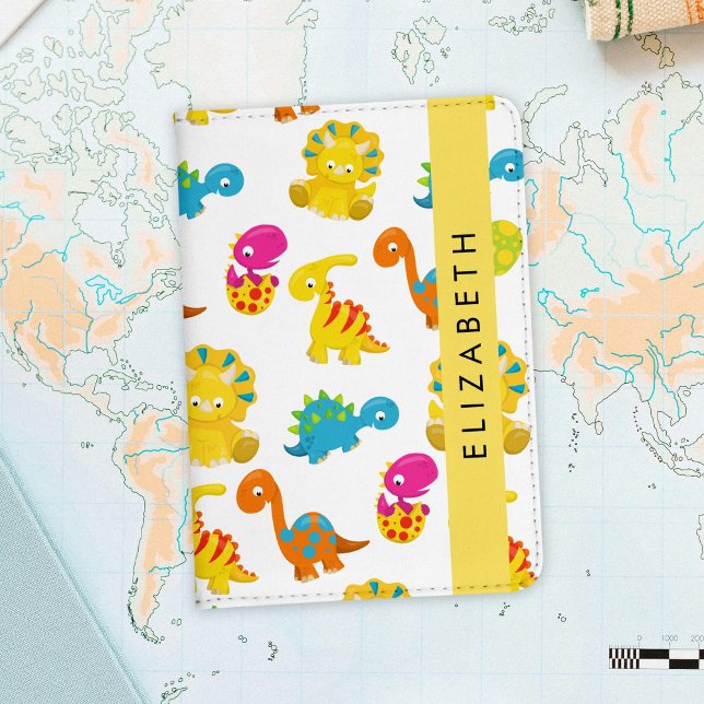 Cute Dinosaurs, Pattern Of Dinosaurs, Your Name Passport Holder (Creator Uploaded)