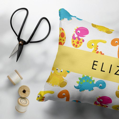 Cute Dinosaurs Pattern Of Dinosaurs Your Name Pillow Case