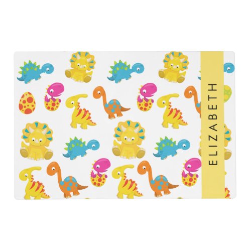 Cute Dinosaurs Pattern Of Dinosaurs Your Name Placemat