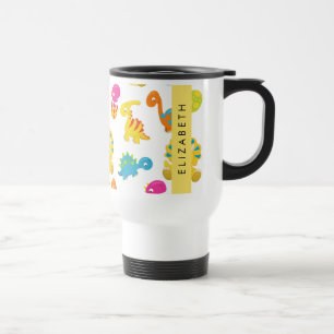 Cute Dinosaurs, Pattern Of Dinosaurs, Your Name Travel Mug