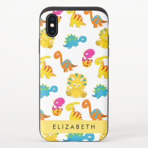 Cute Dinosaurs, Pattern Of Dinosaurs, Your Name iPhone X Slider Case